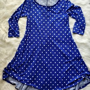 Nina Leonard Blue Polka Dot Dress